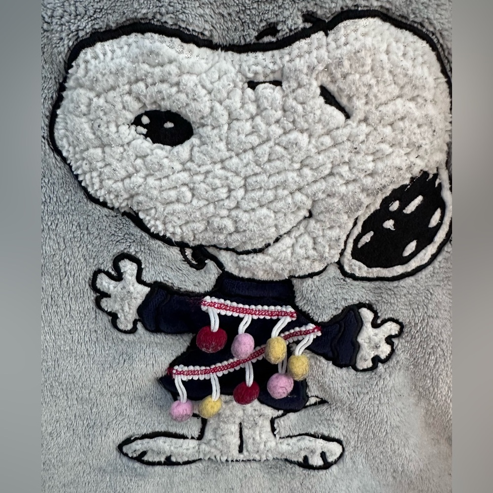 Peanuts Snoopy Woodstock Fleece Pullover Sweatshirt Gray Size S - Picture 4 of 10